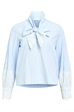 Object Blusa rayas encaje Azul Discount