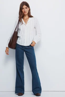 Springfield Blusa romántica schiffly marr&oacute;n