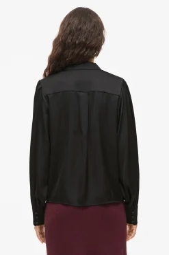 Vila Blusa satinada de manga larga Negro Best