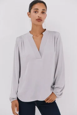 Cortefiel Blusa satinada fluida Gris oscuro