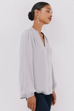Cortefiel Blusa satinada fluida Gris oscuro
