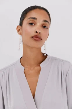 Cortefiel Blusa satinada fluida Gris oscuro