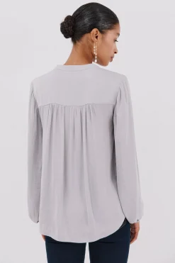 Cortefiel Blusa satinada fluida Gris oscuro
