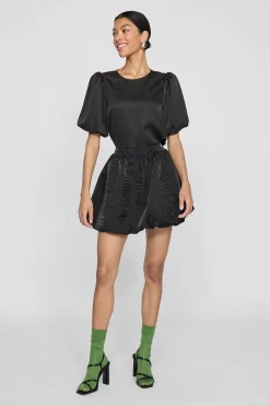 Vila Blusa satinada manga globo Negro New