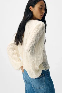 Object Blusa tejido textura Blanco Clearance