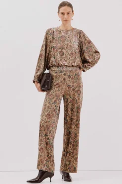 Cortefiel Blusa terciopelo estampada Estampado marr&oacute;n