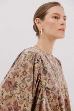 Cortefiel Blusa terciopelo estampada Estampado marr&oacute;n