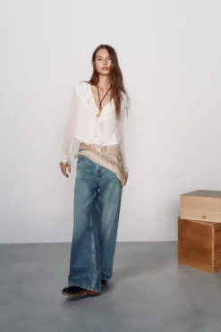 High Spirits Blusa Twisty beige New