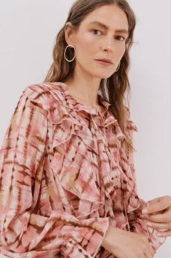 Cortefiel Blusa volante delantero Estampado blanco