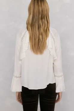 Pedro del Hierro Blusa volantes puntilla Crudo Sale