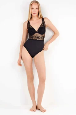 Gisela Body con foam escote en V negro