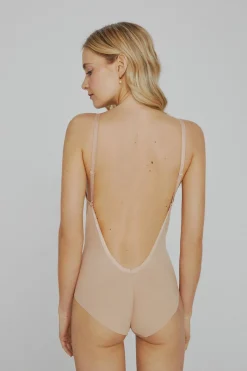Ivette Bridal Body sin espalda con escote pronunciado en nude beige Discount