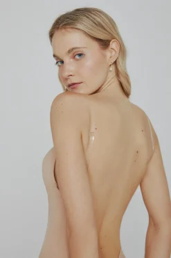 Ivette Bridal Body sin espalda con escote pronunciado en nude beige Discount