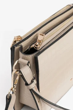 Vilanova Bolso Bandolera con Efecto Cocodrilo Beige Hot