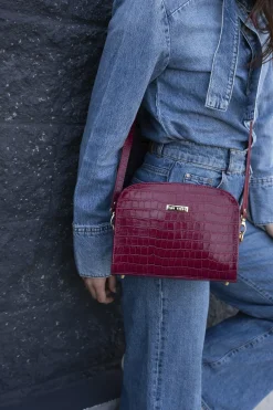 The Code Bolso Casandra piel frambuesa Granate Outlet