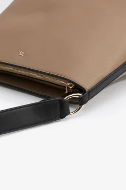 Vilanova Bolso de Hombro con Aros Metálicos Beige