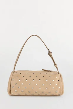 Pedro del Hierro Bolso de hombro con tachas en piel Crudo New