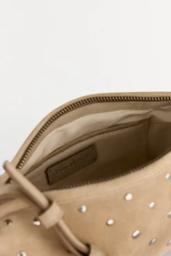 Pedro del Hierro Bolso de hombro con tachas en piel Crudo New