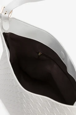 Vilanova Bolso de hombro con textura de trama Blanco Clearance