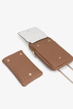 Vilanova Bolso para teléfono texturizado bicolor Marr&oacute;n Discount