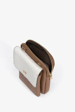 Vilanova Bolso para teléfono texturizado bicolor Marr&oacute;n Discount