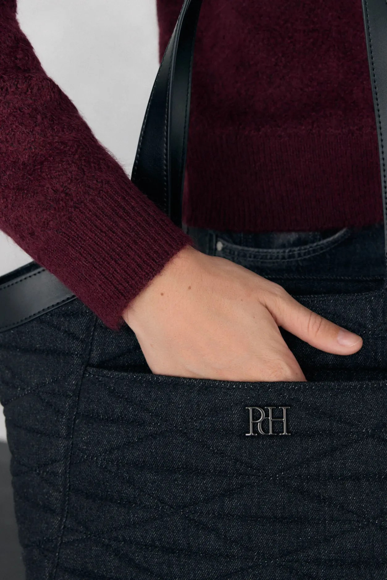 Pedro del Hierro Bolso shopper acolchado Gris Discount