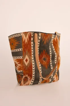 Slowlove Bolso shopper jacquard marrón Multicolor