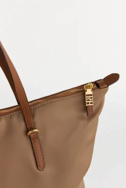Pedro del Hierro Bolso shopper nylon con cremallera Beige Outlet