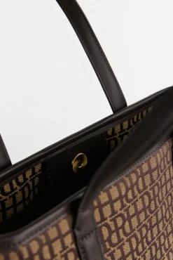 Pedro del Hierro Bolso tote en jacquard Marr&oacute;n Clearance