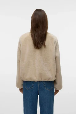 Vero Moda Bomber efecto pelo Beige Discount