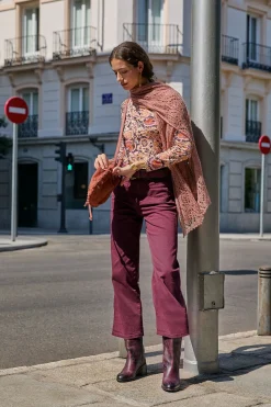 Hoss Intropia Bonnie. Vaqueros wide leg Granate Sale