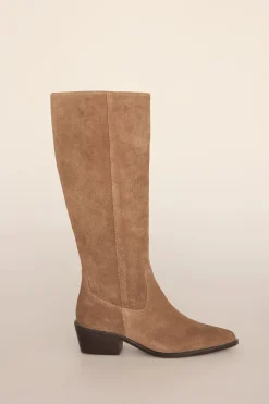 Pedro del Hierro Bota alta estilo hípica con tacón bajo en serraje Beige Online