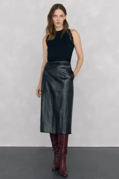 Pedro del Hierro Bota alta piel Burdeos Online