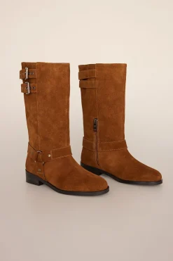 Pedro del Hierro Bota biker serraje con hebillas Marr&oacute;n Online