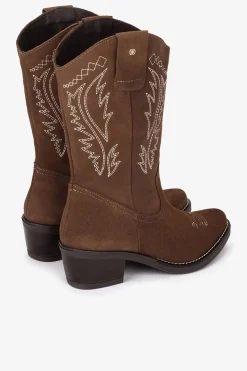 Cuplé Bota cowboy serraje cuero Marr&oacute;n New