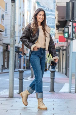 Panama Jack Bota mujer plana Beige