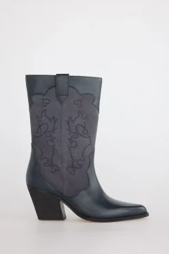 Slowlove Bota piel y serraje Gris Discount