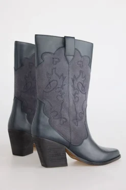 Slowlove Bota piel y serraje Gris Discount