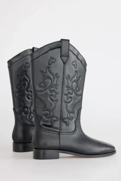 Slowlove Bota plana piel Negro New