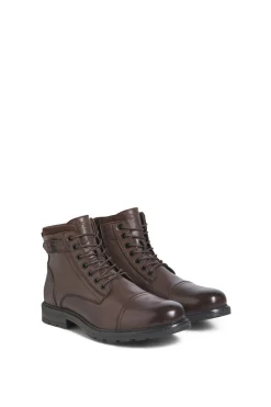 Jack & Jones Botas altas de piel marr&oacute;n Outlet
