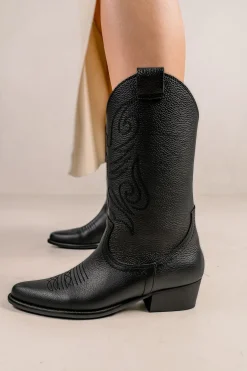 Bryan Stepwise Botas cowboy de piel Jandra Negro Clearance