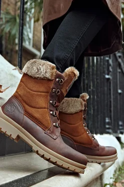 Panama Jack Botas de piel con forro interior de pelo caliente Marrón Discount