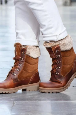Panama Jack Botas de piel con forro interior de pelo caliente Marr&oacute;n Discount