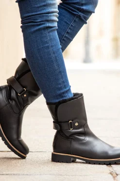 Panama Jack Botas de piel con forro interior de pelo caliente Negro Clearance