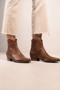 Bryan Stepwise Botines cowboy de piel Calíope Vintage Marrón Sale