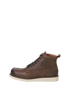 Jack & Jones Botines de piel suela goma marr&oacute;n Sale