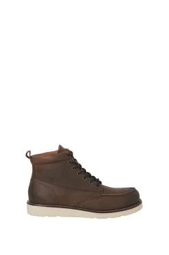 Jack & Jones Botines de piel suela goma marr&oacute;n Sale