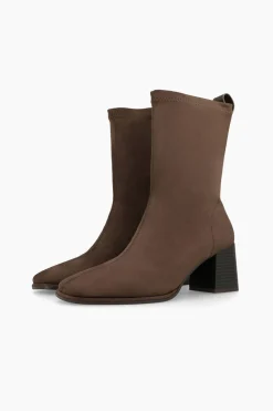 Lodi Botines efecto piel elástica con tacón Marr&oacute;n oscuro Sale