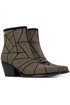 XTI Botín cowboy tachas Dorado