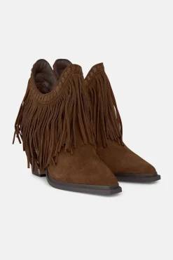 Alma en Pena Botín flecos largos Marr&oacute;n New